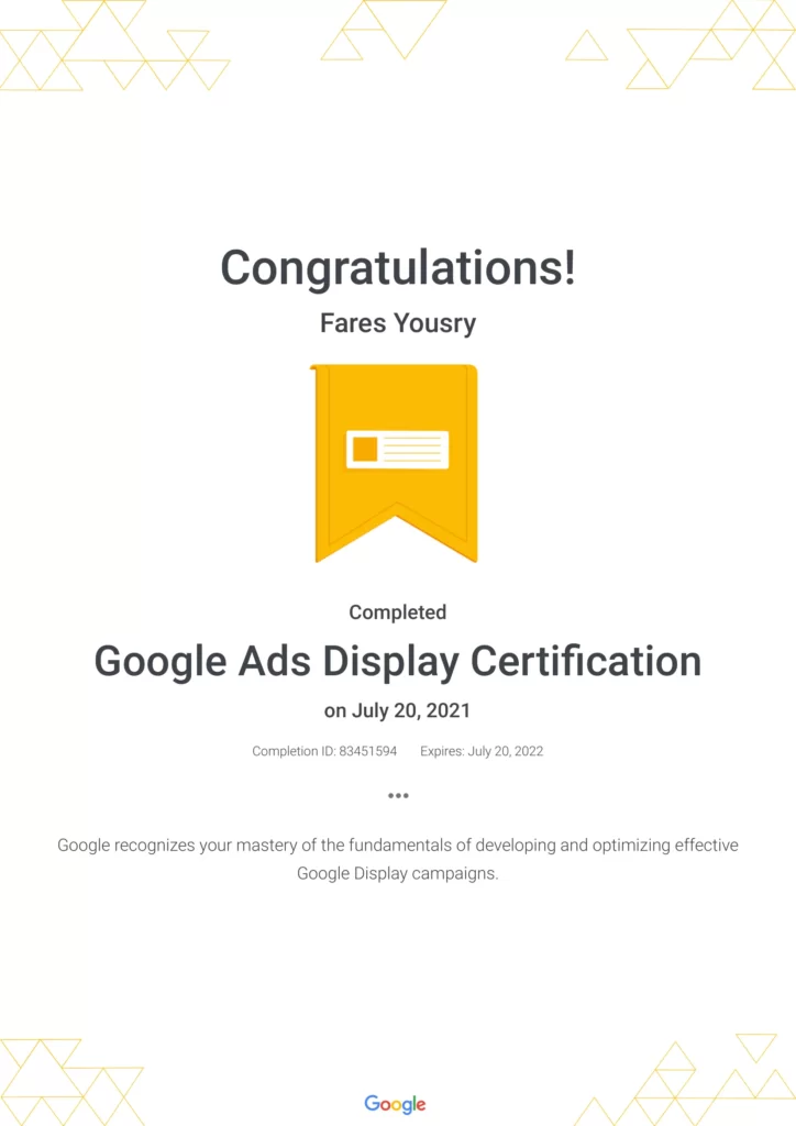 My Google Ads Display Certification
